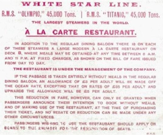 Biglietto per accedere al Ristorante  la Carte.