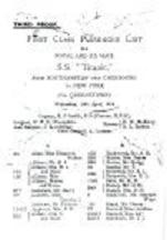 Third Proof First Class Passengers List.