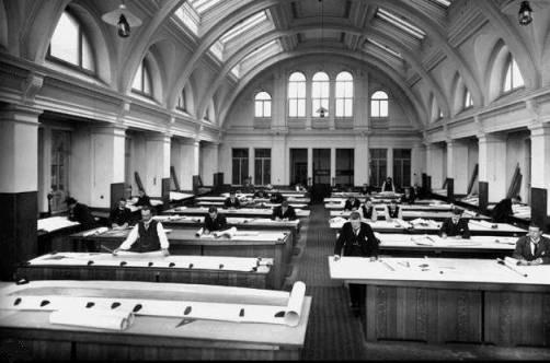 Architetti e progettisti all'Harland & Wolff.