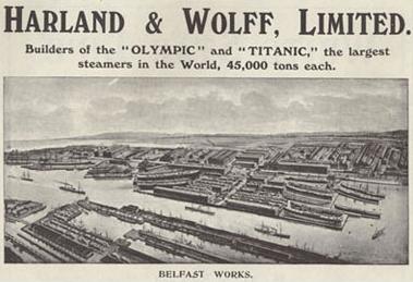 Pubblicità dei cantieri di Harland & Wolff.