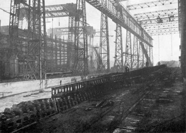 Febbraio 1909: lavori alla chiglia.