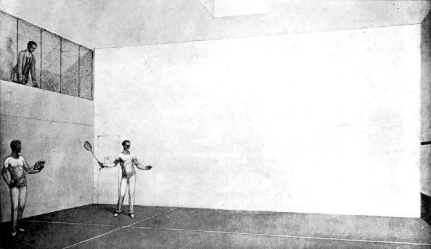 Disegno riproducende in campo di squash installato a bordo del TITANIC.