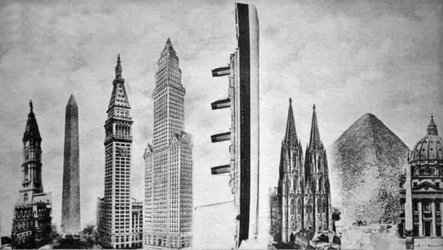 Il TITANIC messo a confronto con i principali monumenti dell'epoca e non.